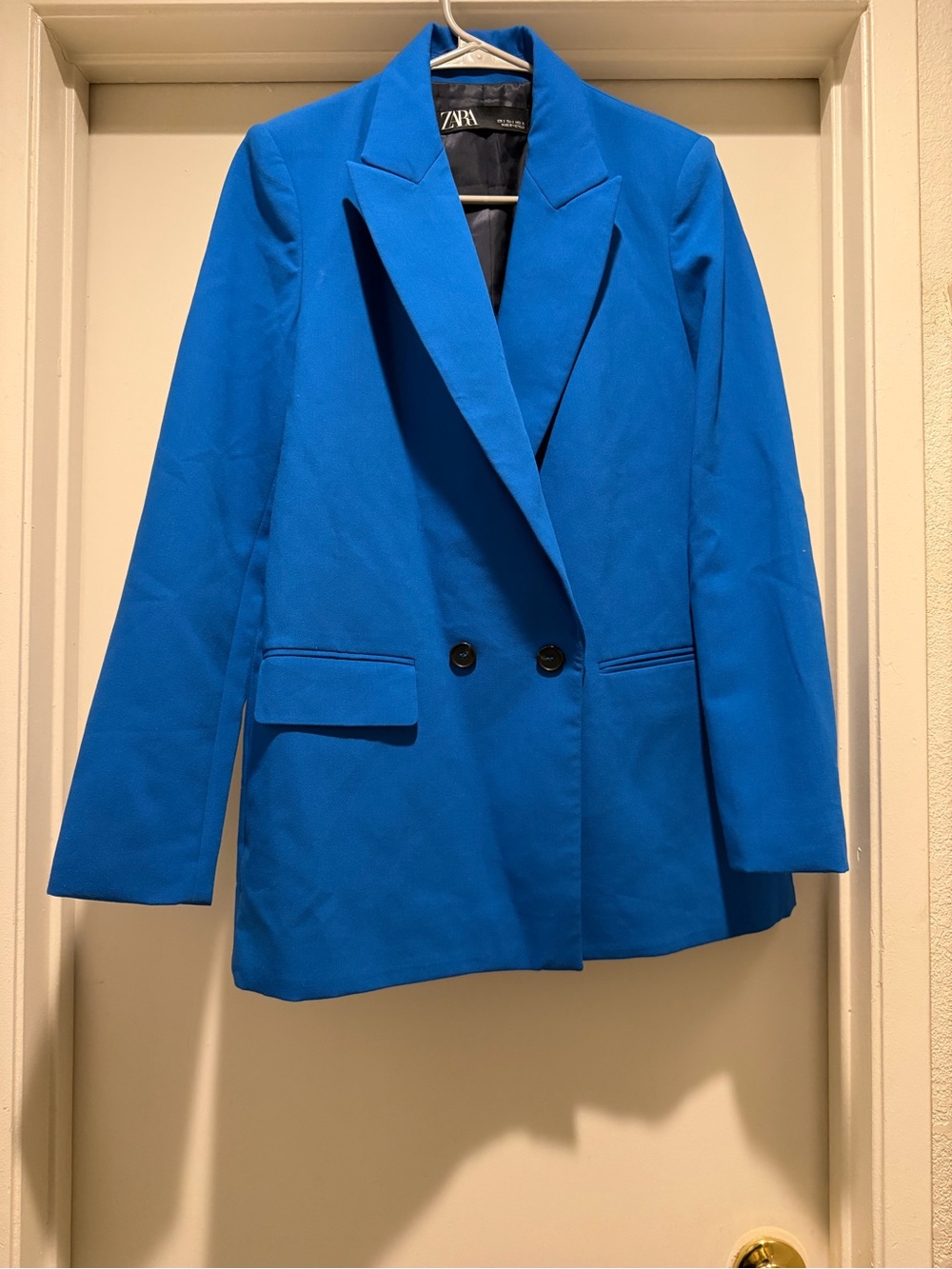 Zara Bright Blue Double-Breasted Blazer